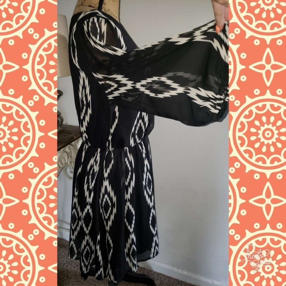 Print dress black white sz large - Picture 1 of 8